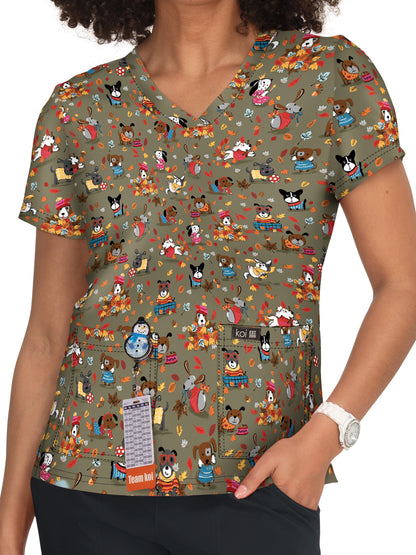 Women's Athletic-Inspired, Breathable Mesh Leslie Scrub Top - 384PR - Cozy Pooches