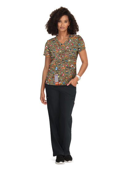 Women's Athletic-Inspired, Breathable Mesh Leslie Scrub Top - 384PR - Cozy Pooches