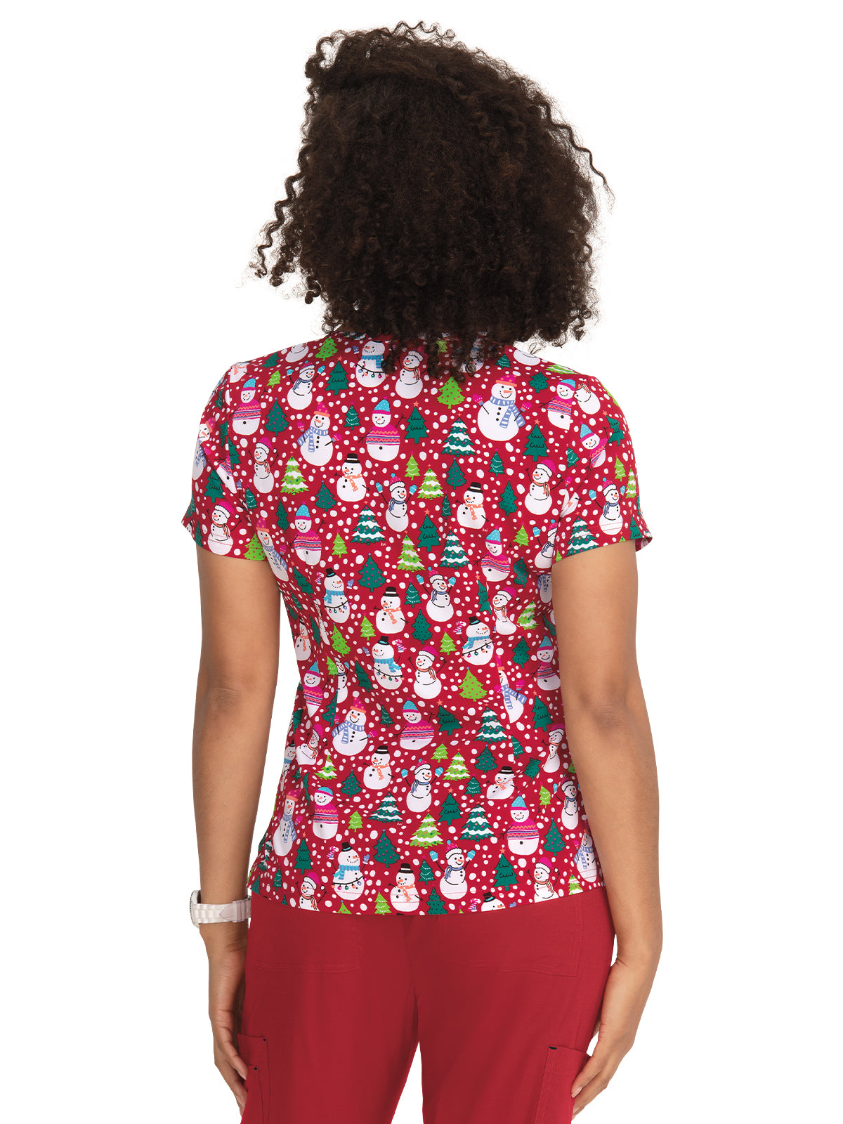 Women's Athletic-Inspired, Breathable Mesh Leslie Scrub Top - 384PR - Let's Build a Snowman