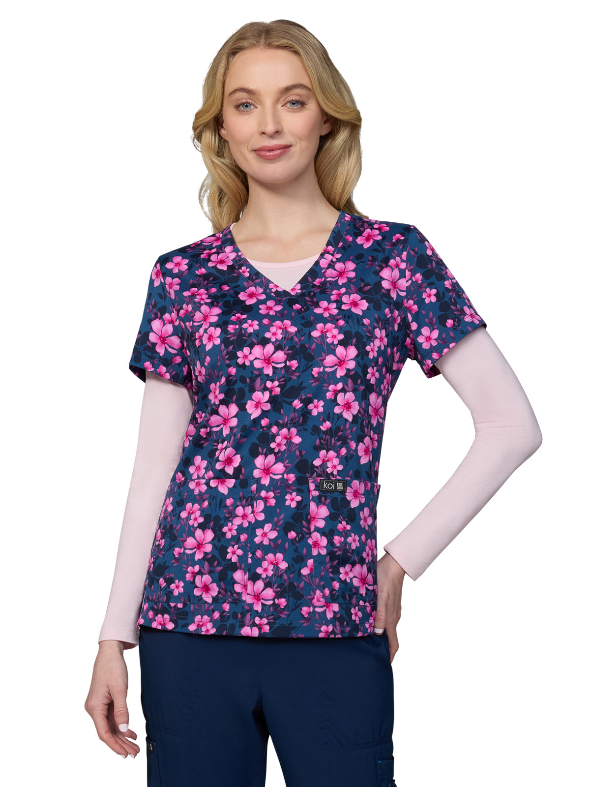 Women's Two-Pocket Athletic-Inspired, Breathable Mesh Leslie Top - 384PR - Petal and Blooms