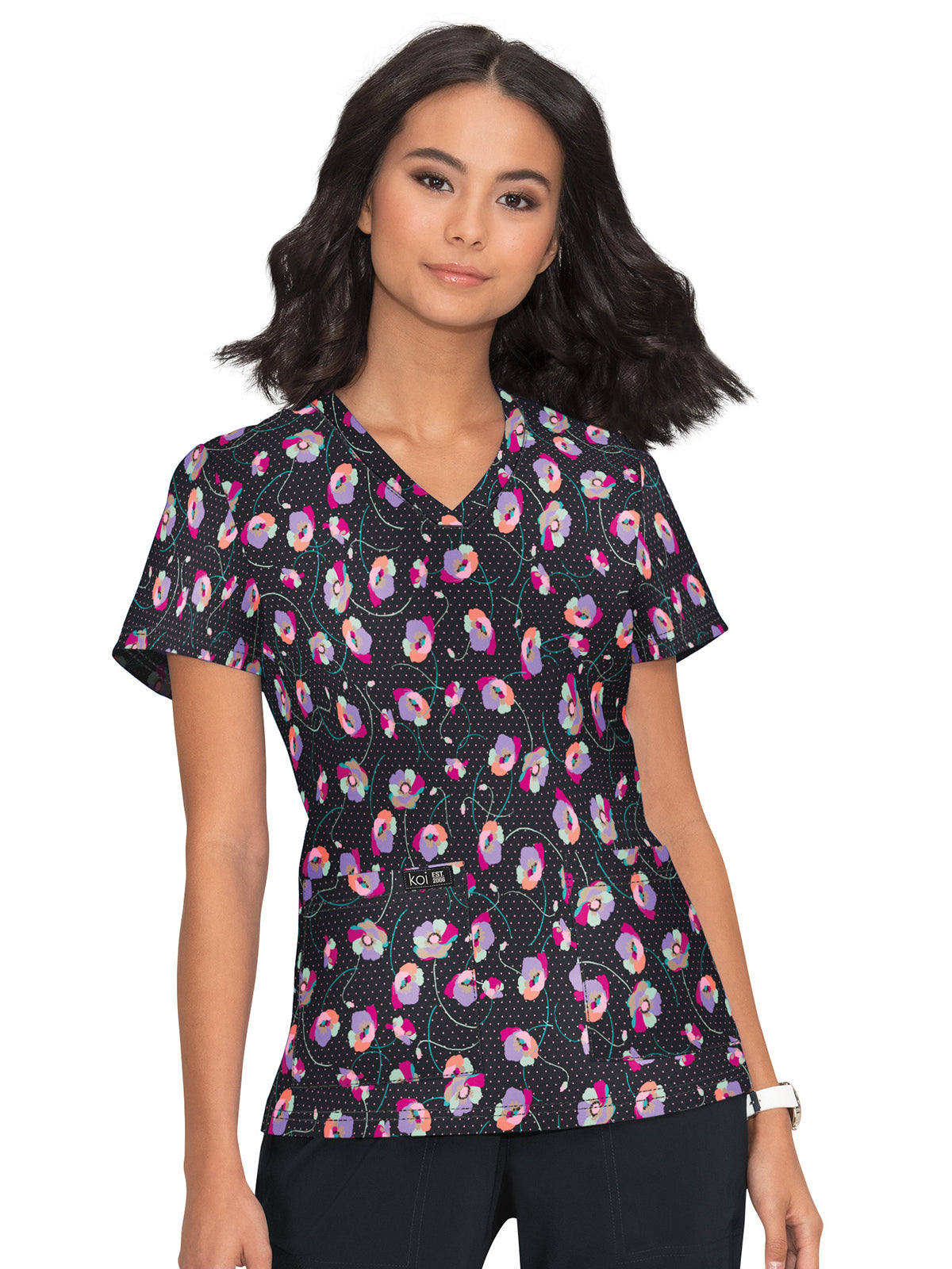 Women's Athletic-Inspired, Breathable Mesh Leslie Scrub Top - 384PR - Poppies