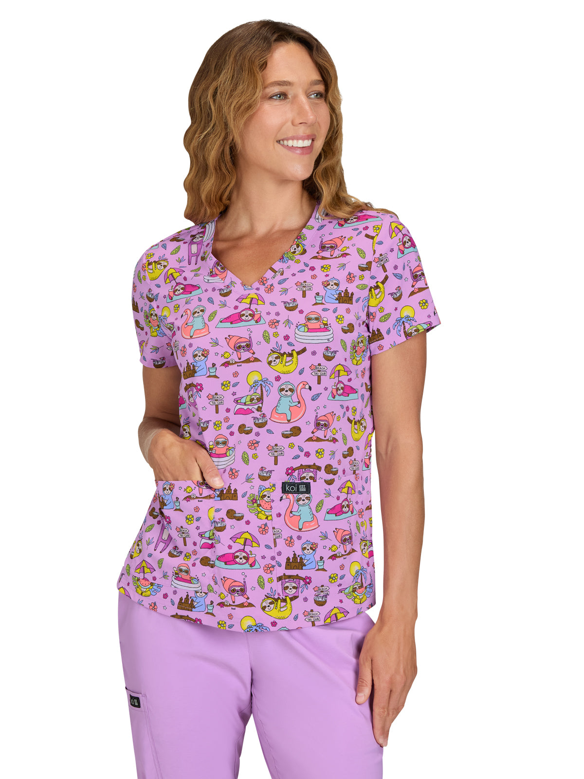 Women's Athletic-Inspired, Breathable Mesh Leslie Scrub Top - 384PR - Sloth