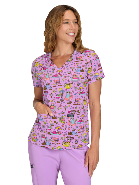 Women's Athletic-Inspired, Breathable Mesh Leslie Scrub Top - 384PR - Sloth