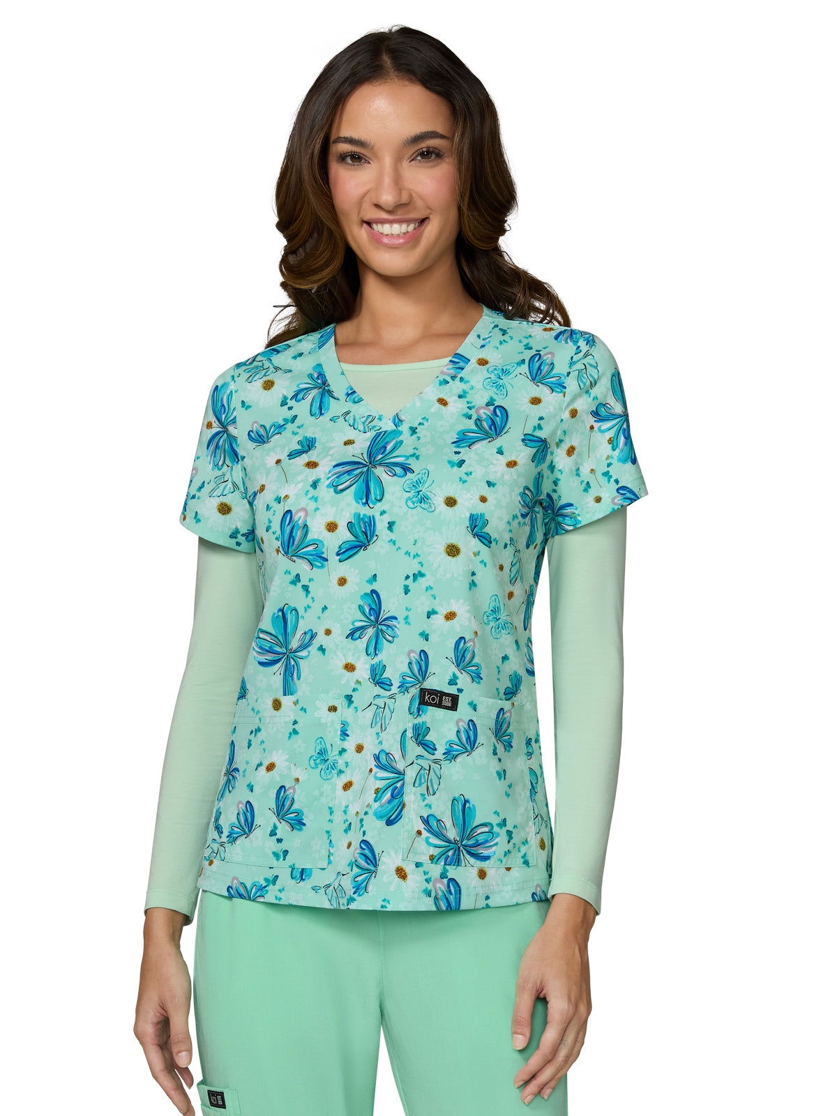 Women's Two-Pocket Athletic-Inspired, Breathable Mesh Leslie Top - 384PR - Spring Sprung
