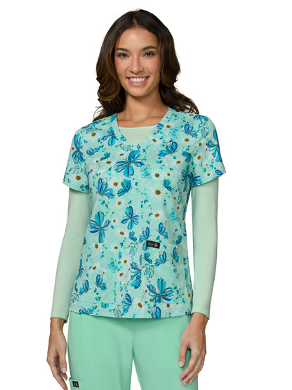 Women's Two-Pocket Athletic-Inspired, Breathable Mesh Leslie Top - 384PR - Spring Sprung