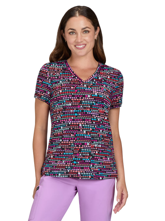 Women's Athletic-Inspired, Breathable Mesh Leslie Scrub Top - 384PR - Spot the Dot