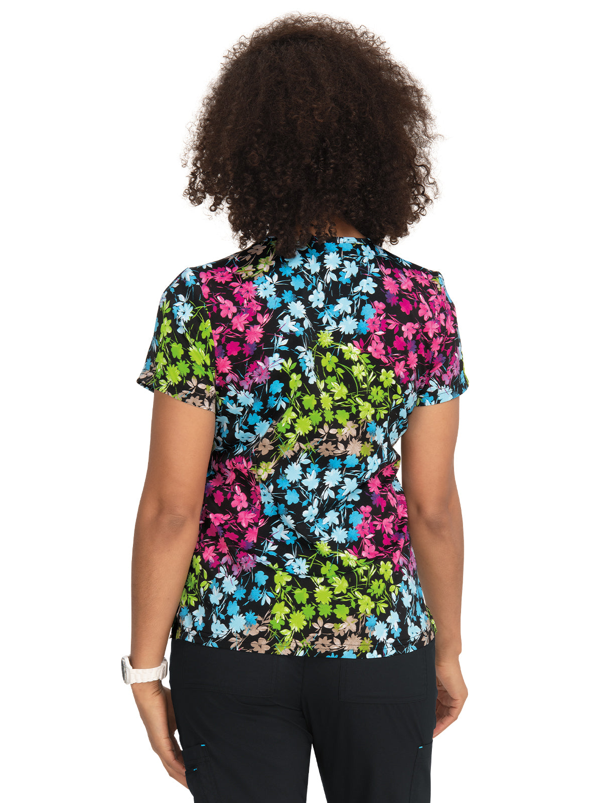 Women's Athletic-Inspired, Breathable Mesh Leslie Scrub Top - 384PR - Vivid Petals