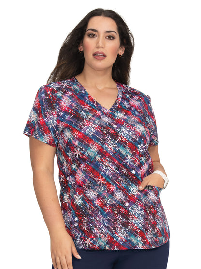 Women's Athletic-Inspired, Breathable Mesh Leslie Scrub Top - 384PR - Winter Wonderland