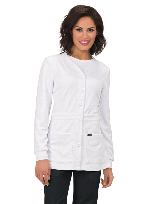 Women's 2-Pocket Lightweight Cardigan Style Knit Sweater - 440 - White