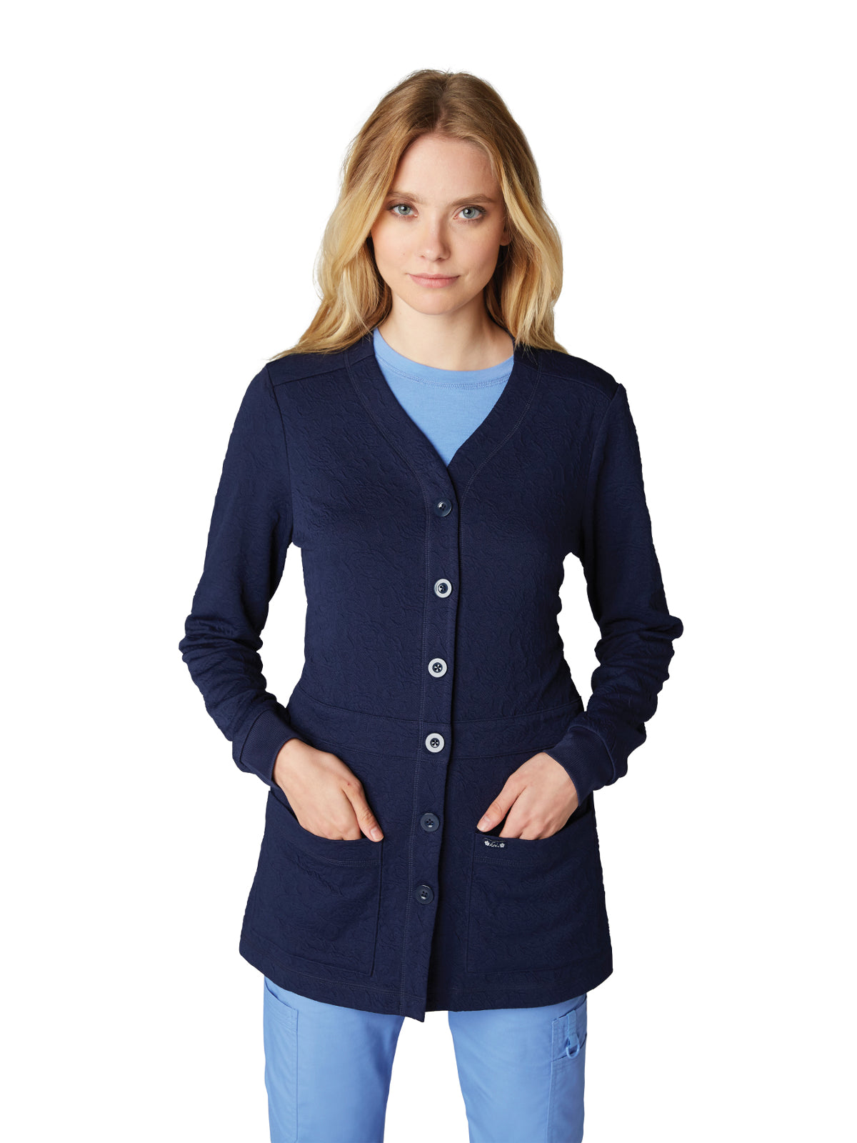 Women's 2-Pocket Lightweight Cardigan Style Knit Sweater - 440 - Navy