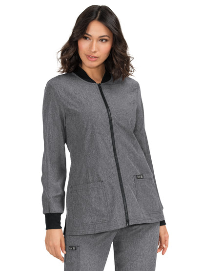 Women's Four-Pocket Rib Collar Andrea Jacket - 450 - Heather Grey