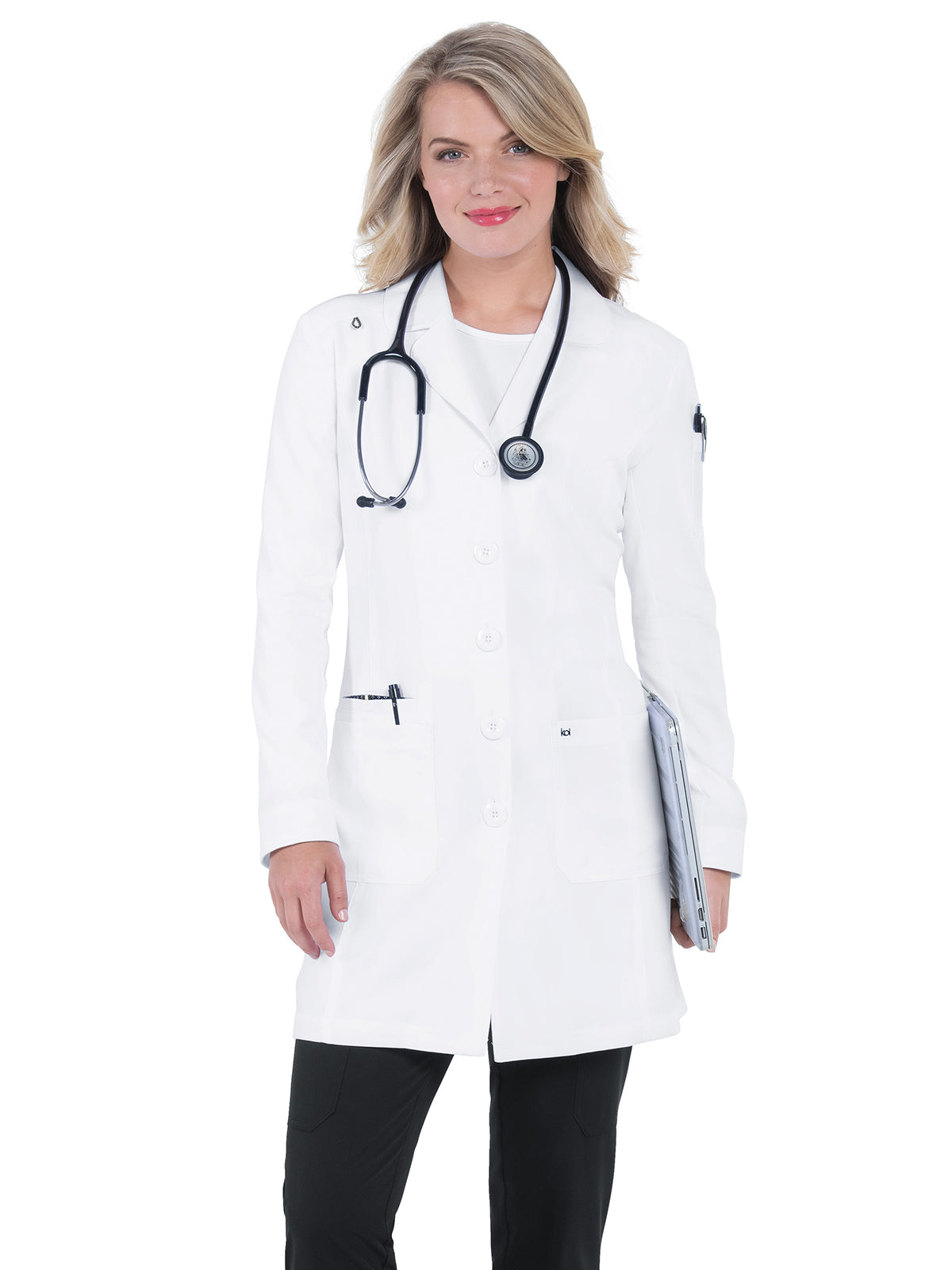 Women's Four-Pocket 35" Her Everyday Stretch Lab Coat - 457 - White (001)