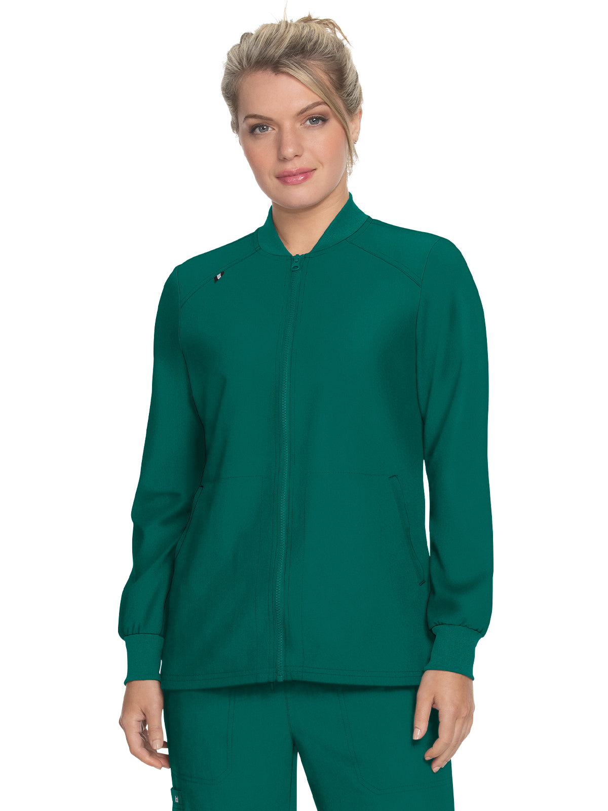 Women's Four-Pocket Zipper Front Stretch Always in Motion Jacket - 458 - Hunter