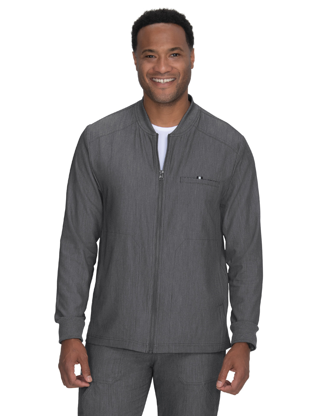 Men's Five-Pocket Zipper Front Ready Set Go Jacket - 460 - Heather Grey