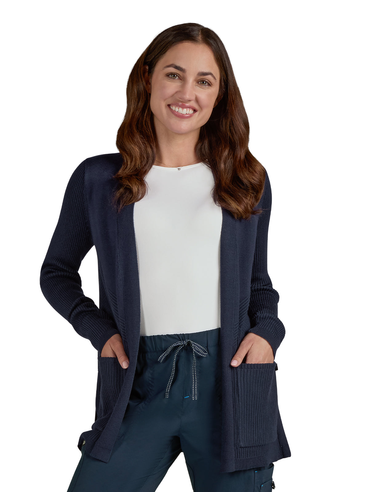 Women's Two-Pocket Geometric Knit Kori Sweater - 463 - Navy