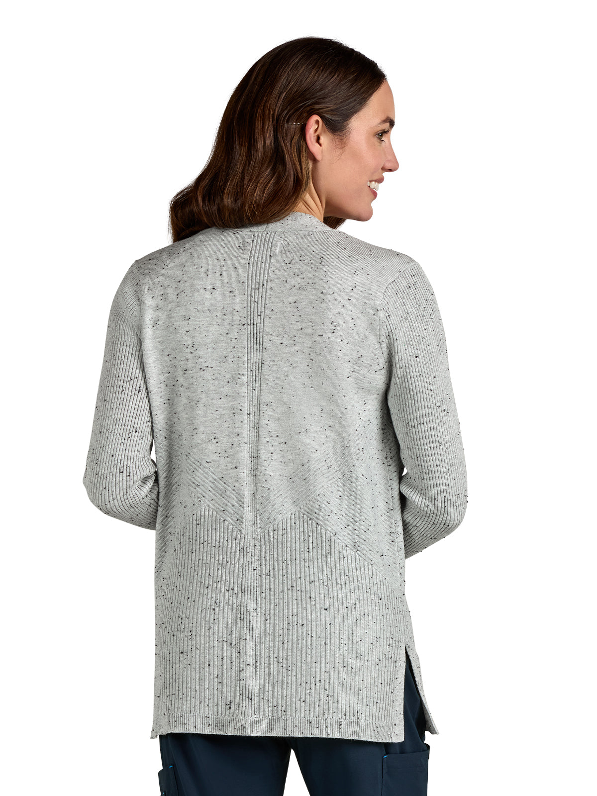 Women's Geometric Knit Kori Sweater - 463 - Speckled Platinum Grey