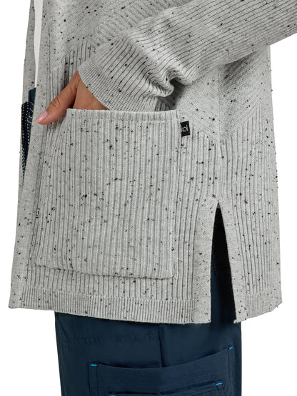 Women's Geometric Knit Kori Sweater - 463 - Speckled Platinum Grey