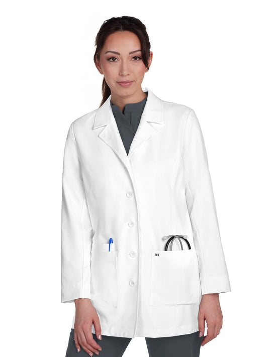 Women's 3-Pocket Button-Front Hema Lab Coat - 464 - White