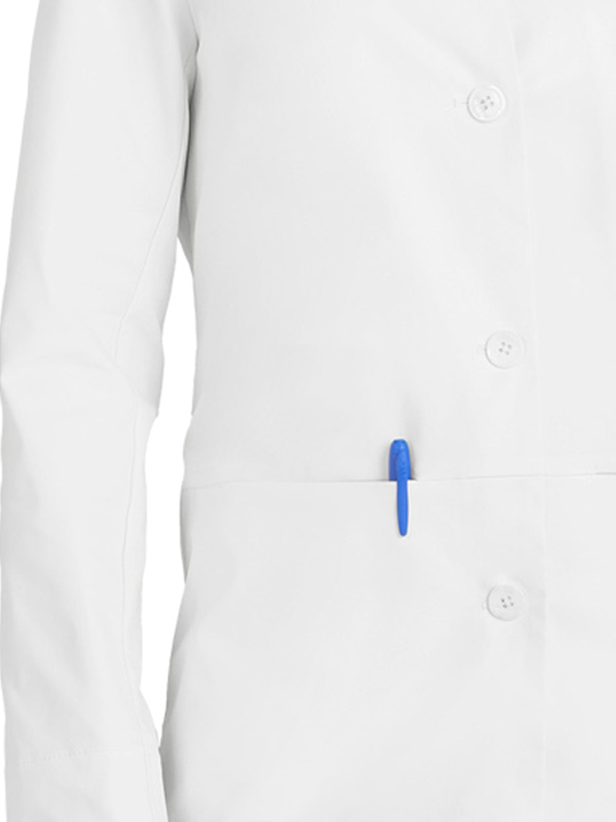 Women's Collarless Pearlized Button-Front Care Lab Coat - 465 - White