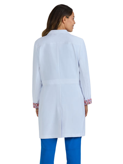 Women's Pearlescent Button-Front 4-Pocket 34.5" Fusion Lab Coat - 466 - White