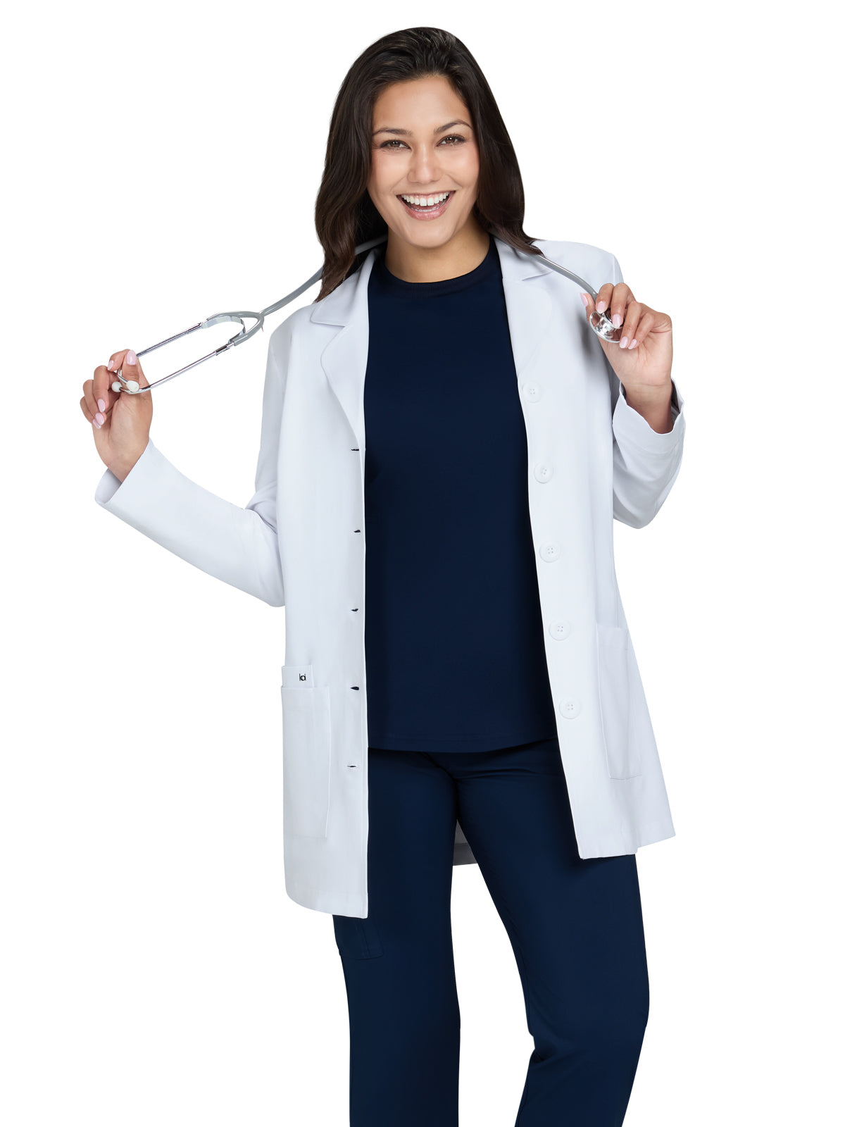 Womens Three-Pocket Water Repellent 32" Connect Lab Coat - 473 - White