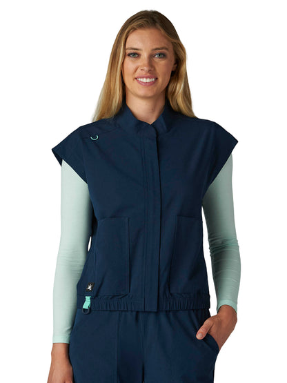 Women's Five-Pocket Eloise Scrub Vest - 476 - Navy