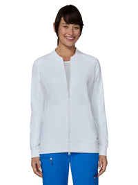 Women's Four-Pocket Zipper-Front Scrub Jacket - 478 - White