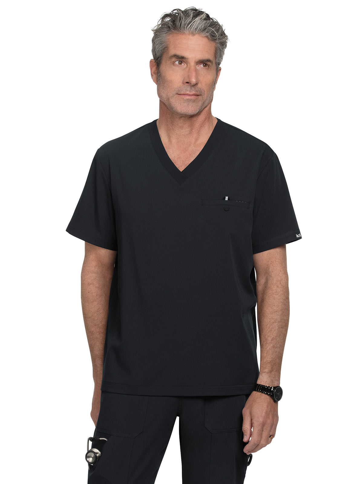 Men's One-Pocket V-Neck Tuck-In On Call Top - 671 - Black