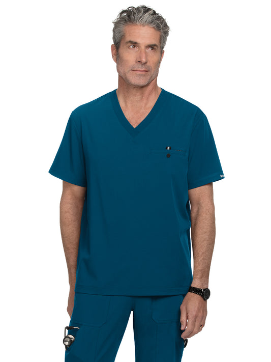 Men's One-Pocket V-Neck Tuck-In On Call Top - 671 - Caribbean Blue