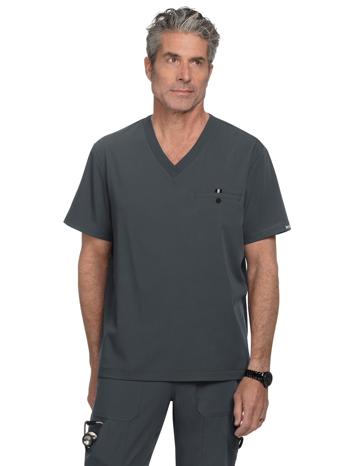 Men's 1-Pocket Tuck-In On Call Scrub Top - 671 - Charcoal