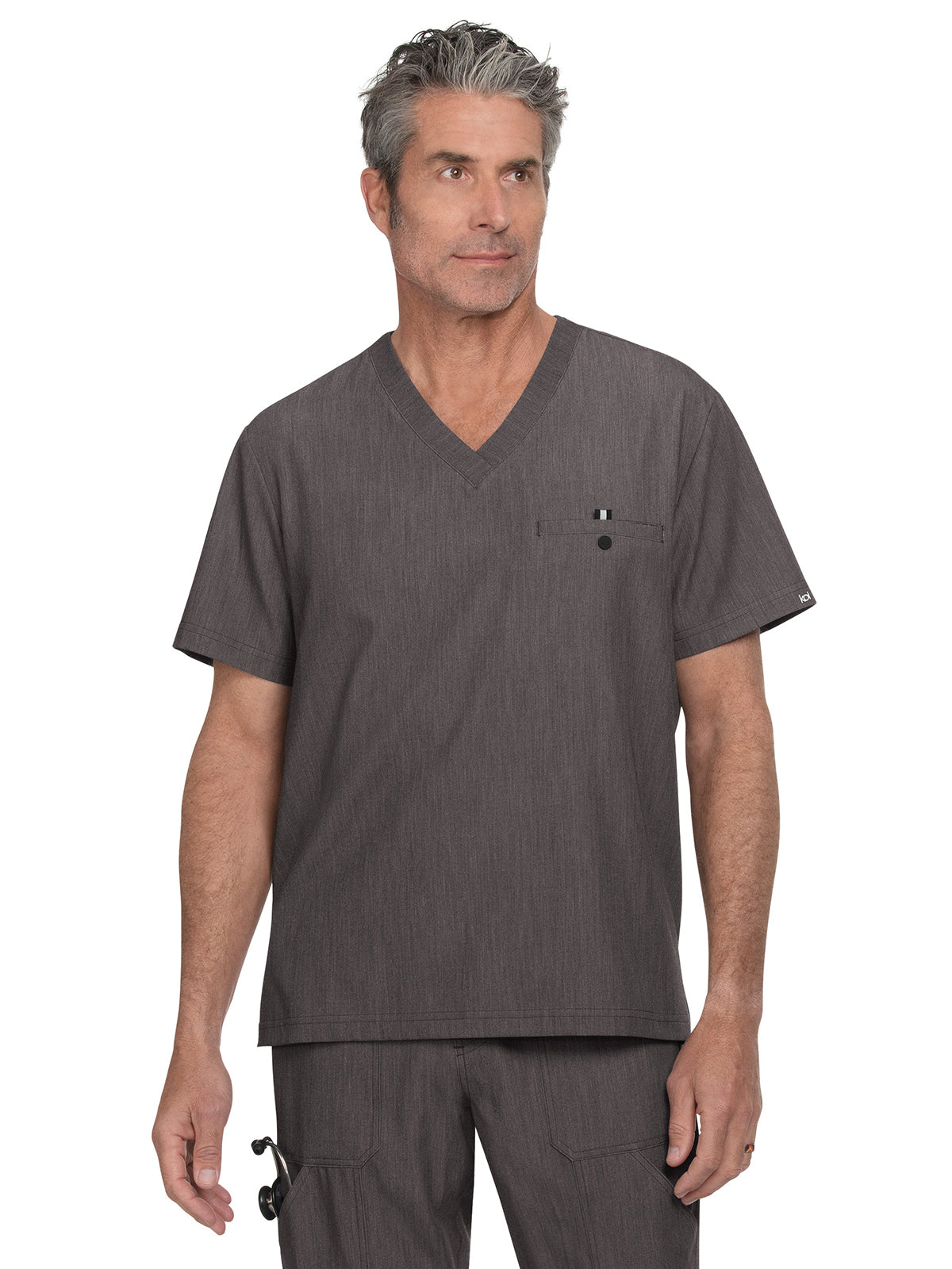 Men's One-Pocket V-Neck Tuck-In On Call Top - 671 - Heather Grey