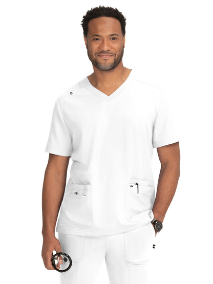 Men's 4-Pocket  V-Neck Free To Be Scrub Top - 672 - White