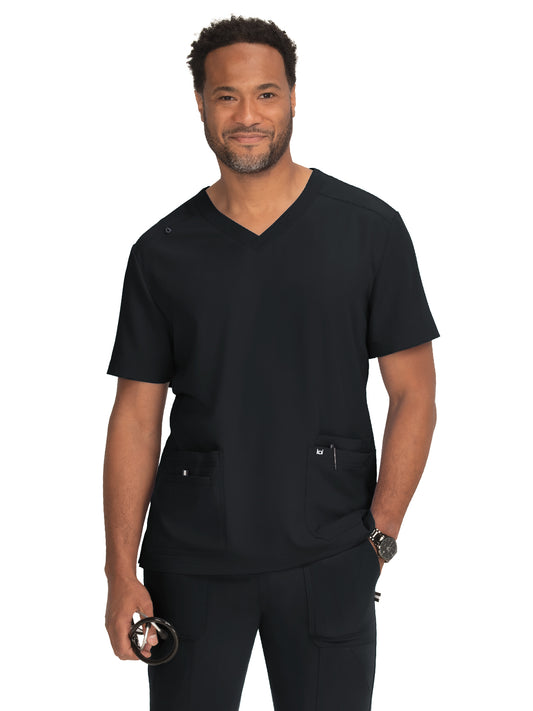 Men's 4-Pocket  V-Neck Free To Be Scrub Top - 672 - Black