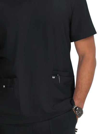 Men's 4-Pocket  V-Neck Free To Be Scrub Top - 672 - Black