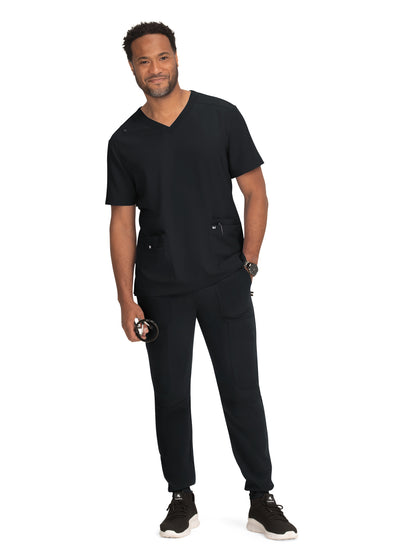 Men's 4-Pocket  V-Neck Free To Be Scrub Top - 672 - Black