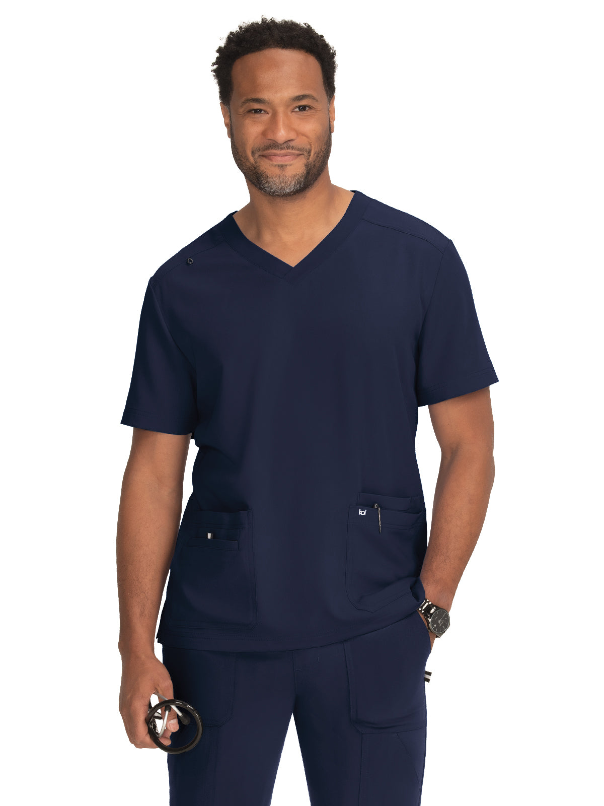 Men's 4-Pocket  V-Neck Free To Be Scrub Top - 672 - Navy