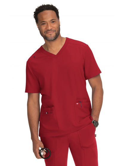 Men's 4-Pocket  V-Neck Free To Be Scrub Top - 672 - Ruby