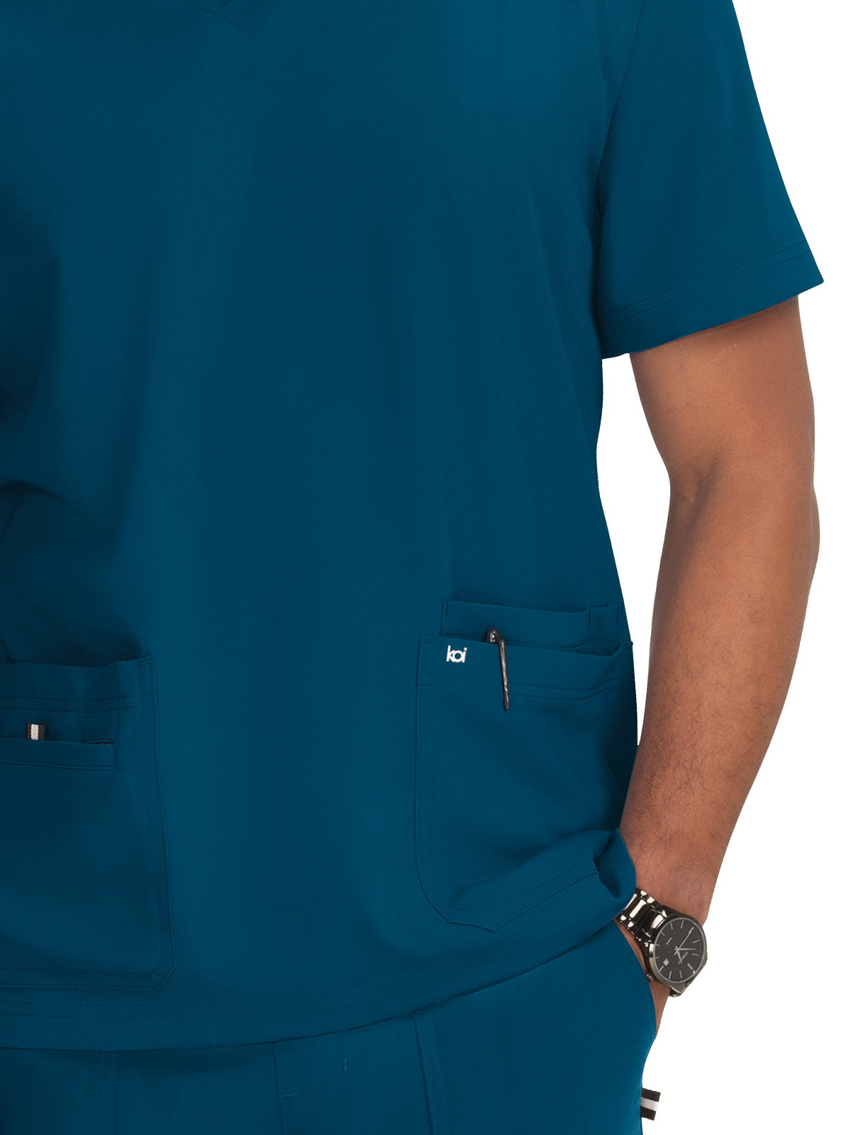 Men's 4-Pocket  V-Neck Free To Be Scrub Top - 672 - Caribbean Blue