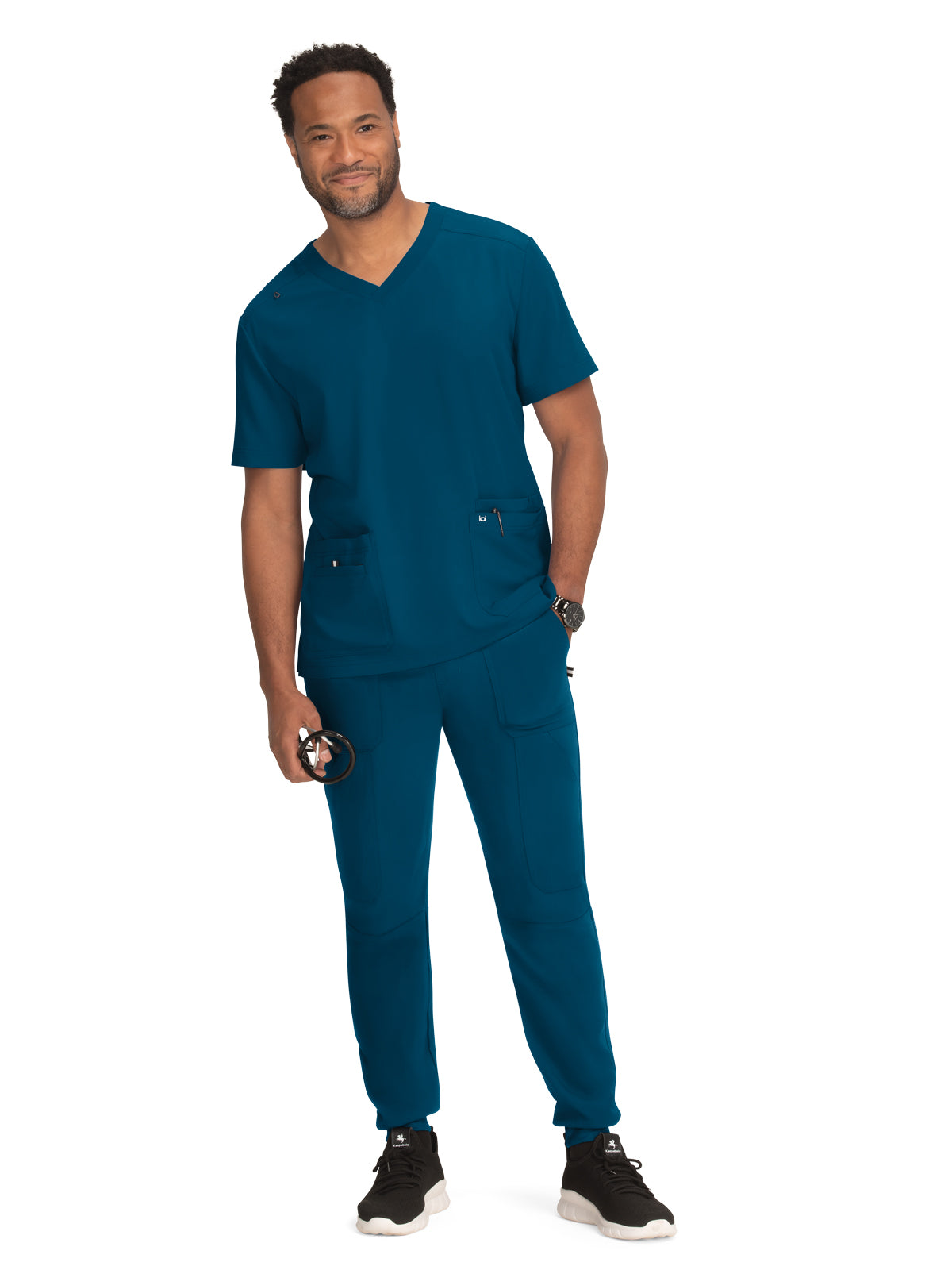 Men's 4-Pocket  V-Neck Free To Be Scrub Top - 672 - Caribbean Blue