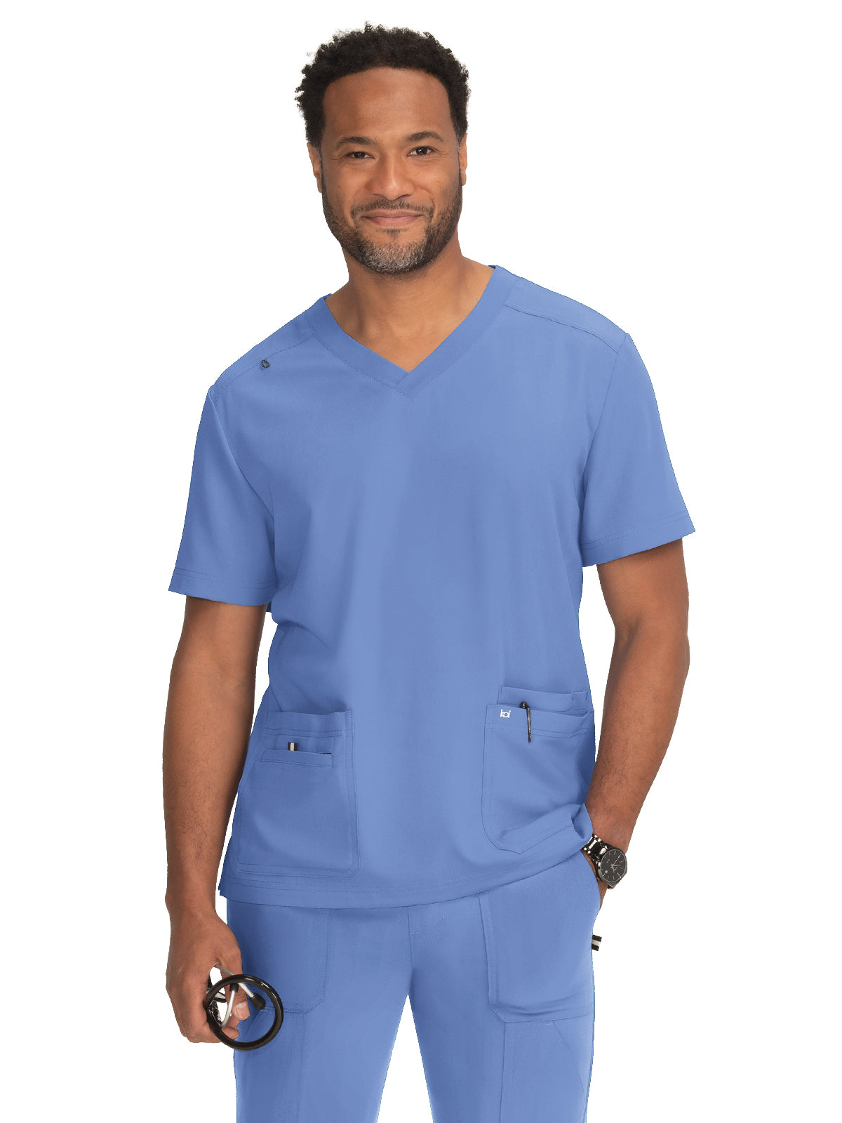 Men's 4-Pocket  V-Neck Free To Be Scrub Top - 672 - True Ceil