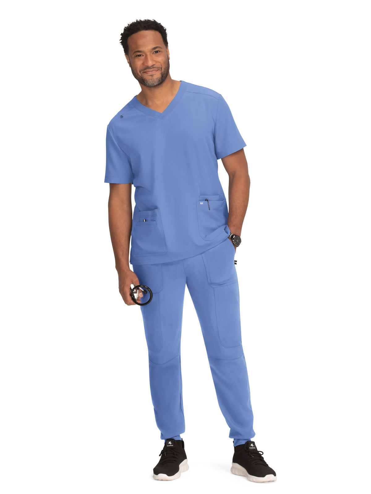 Men's 4-Pocket  V-Neck Free To Be Scrub Top - 672 - True Ceil