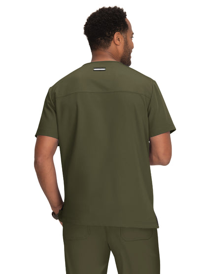 Men's 4-Pocket  V-Neck Free To Be Scrub Top - 672 - Olive Green