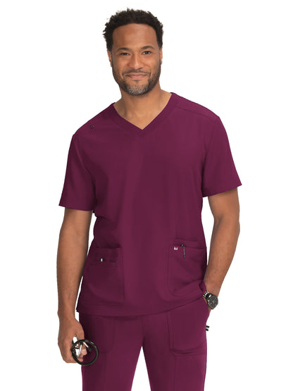 Men's 4-Pocket  V-Neck Free To Be Scrub Top - 672 - Wine