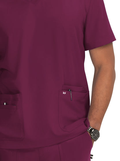 Men's 4-Pocket  V-Neck Free To Be Scrub Top - 672 - Wine