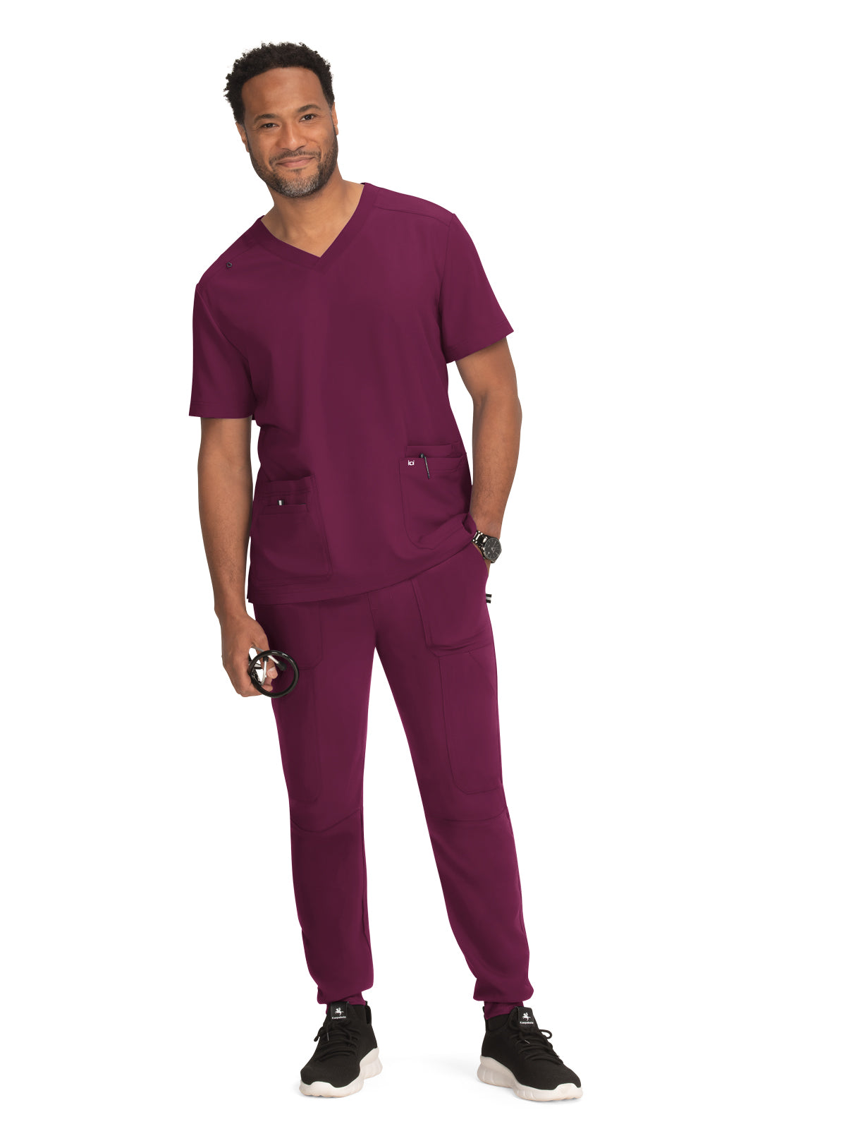 Men's 4-Pocket  V-Neck Free To Be Scrub Top - 672 - Wine