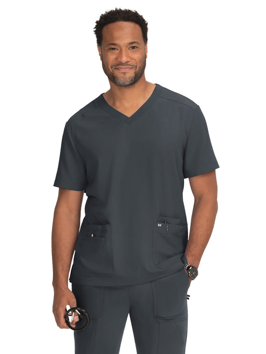 Men's 4-Pocket  V-Neck Free To Be Top - 672 - Charcoal