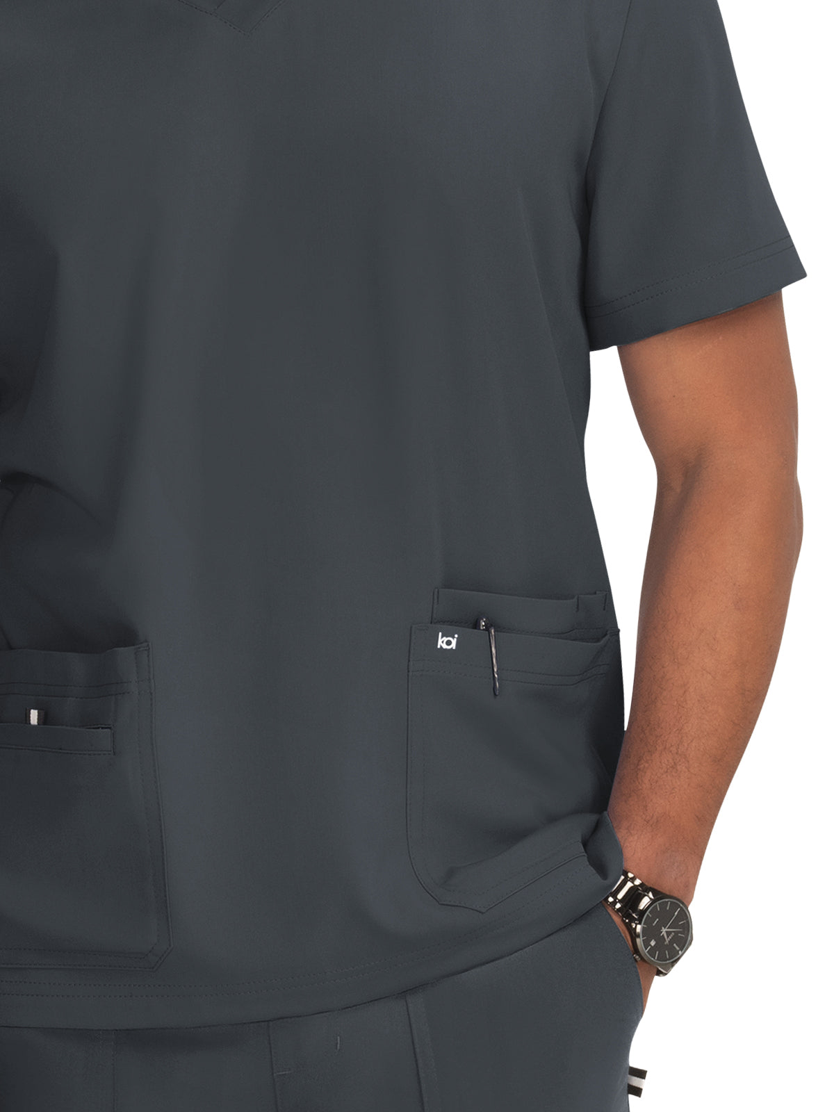 Men's 4-Pocket  V-Neck Free To Be Scrub Top - 672 - Charcoal