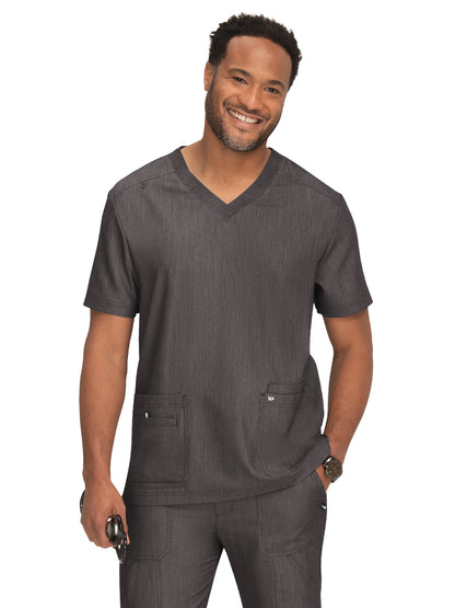 Men's 4-Pocket  V-Neck Free To Be Scrub Top - 672 - Heather Grey