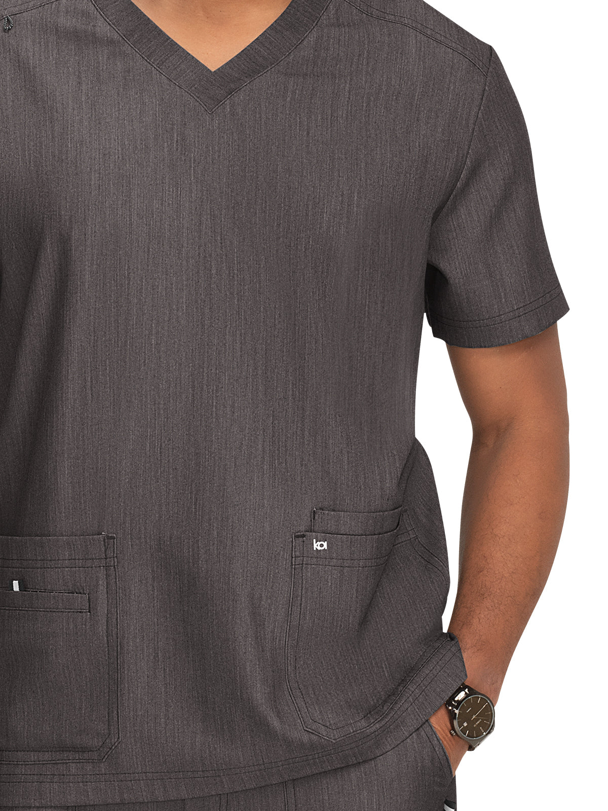 Men's 4-Pocket  V-Neck Free To Be Scrub Top - 672 - Heather Grey