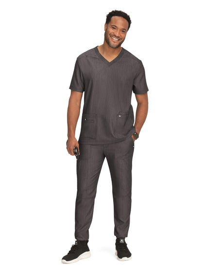 Men's 4-Pocket  V-Neck Free To Be Scrub Top - 672 - Heather Grey